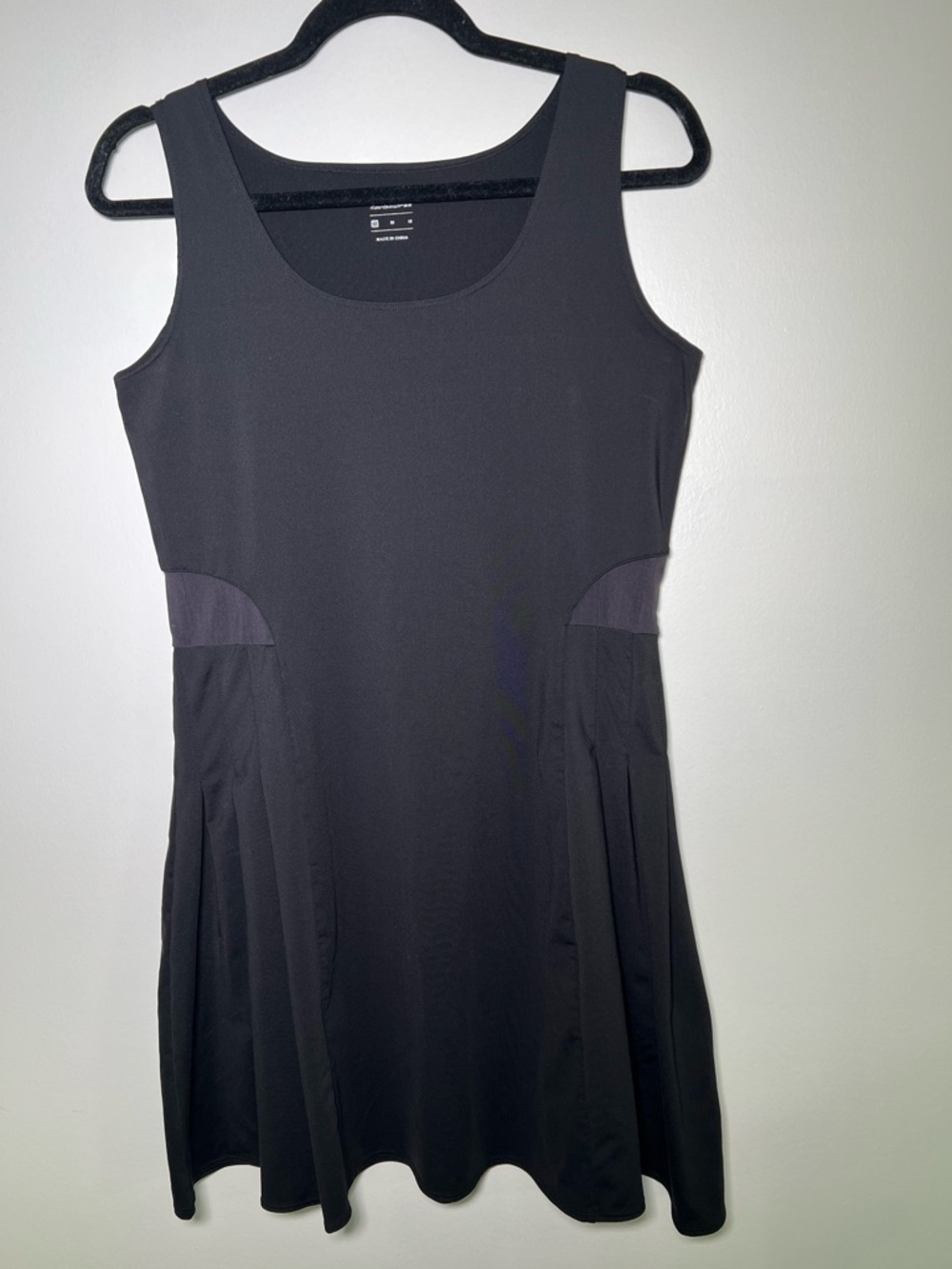 Black Athleisure Tank Mini Dress with Mesh Details